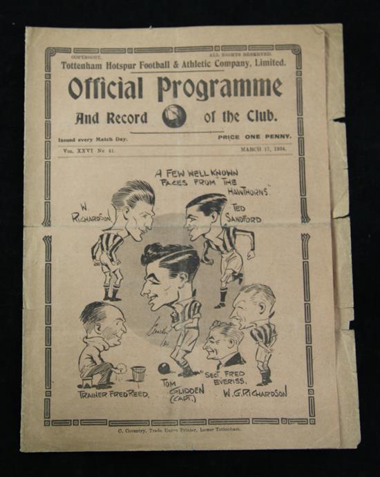 A collection of Tottenham Hotspur F.C., World Championship Jules Rimet Cup and other football programmes,